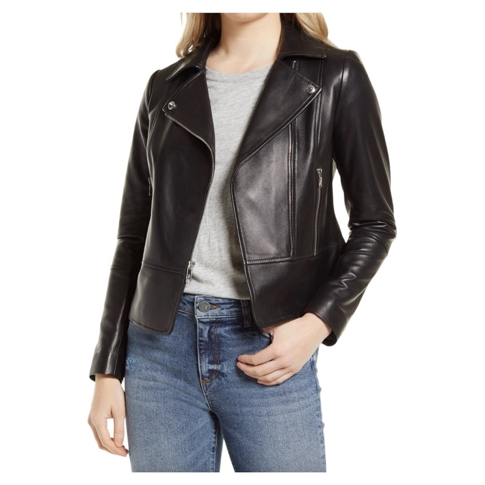 Sam Edelman Moto Jacket Peplum style Genuine Leather NWT